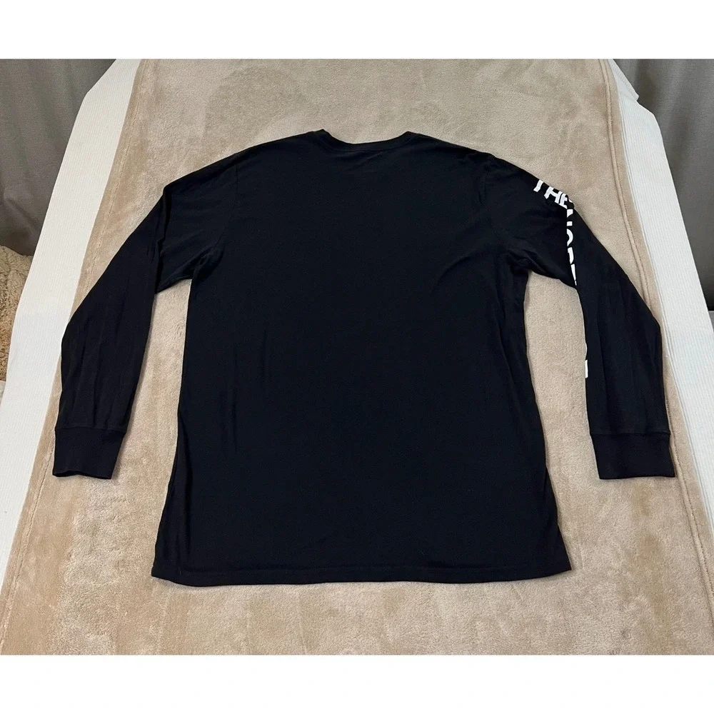 The North Face Graphic T-Shirt Men's XL Black Cotton Logo Standard Fit L/S